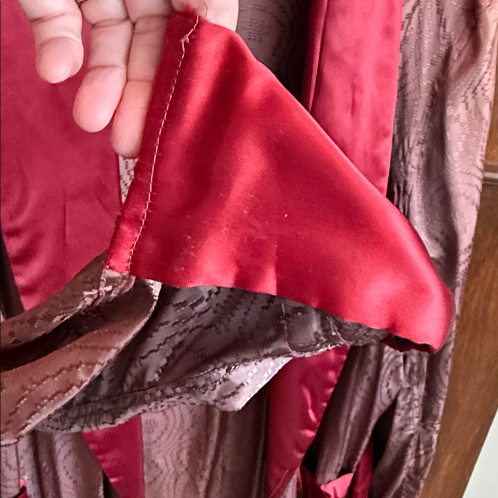 Vintage 1940s brown burgundy paisley smoking robe atomic Styled by Standard L/XL - Picture 9 of 16